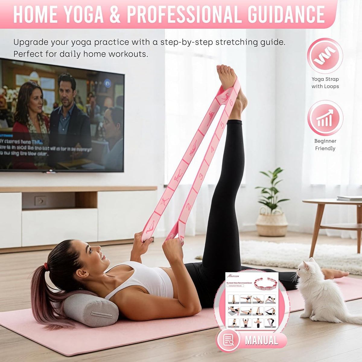 Resistance Bands, Stretch Band for Exercise, Physical Therapy, Rehab & Flexibility, Home Gym Equipment for Yoga, Pilates, Dance, Gymnastics, Number Loop Elastic Strap for Leg and Hip Stretches