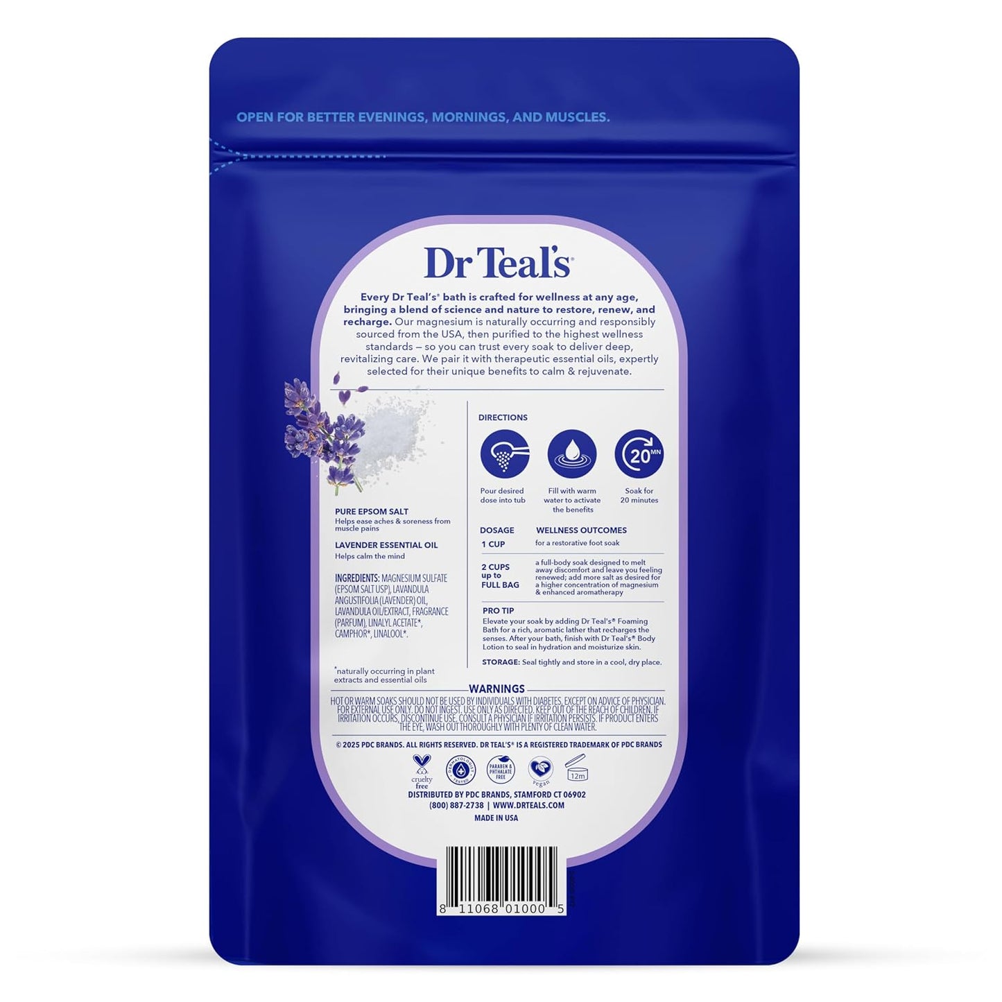 Pure Epsom Magnesium Salt Soak, Soothe & Sleep with Lavender, 3 lb (Pack of 4)