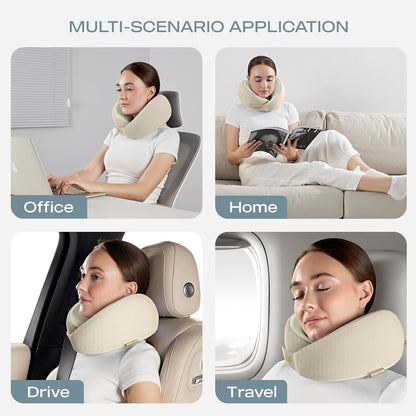 Memory Foam Neck Pillow, Comfortable & Breathable Travel Pillow,Neck Pillow Airplane for Travel, Car Rides, Home, and Office Use, Ergonomic Design for Men and Women,Purple