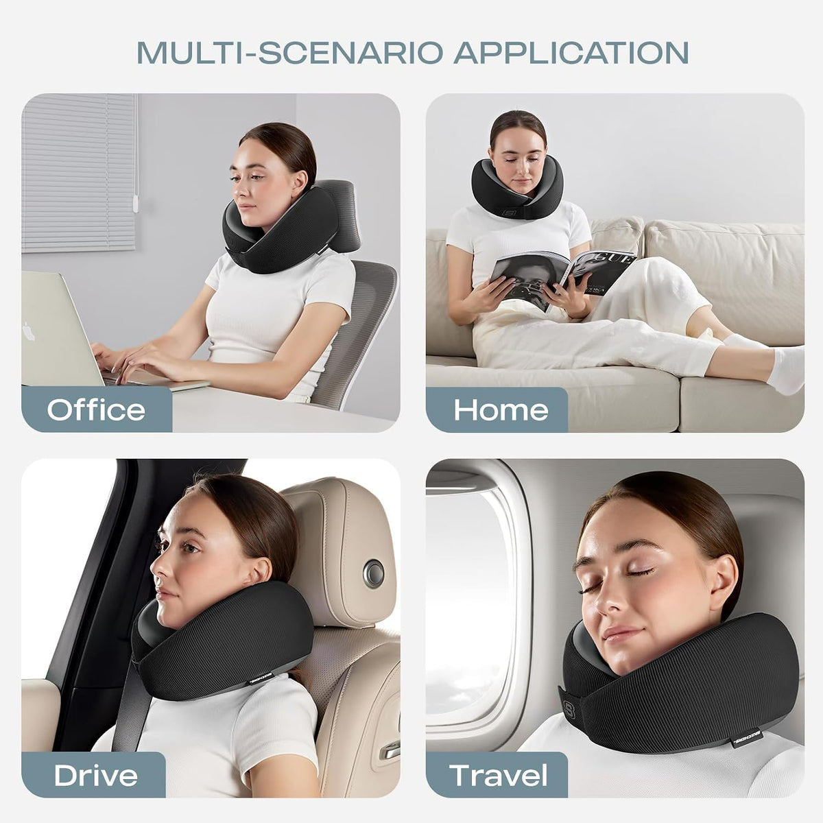 Memory Foam Neck Pillow, Comfortable & Breathable Travel Pillow,Neck Pillow Airplane for Travel, Car Rides, Home, and Office Use, Ergonomic Design for Men and Women,Purple