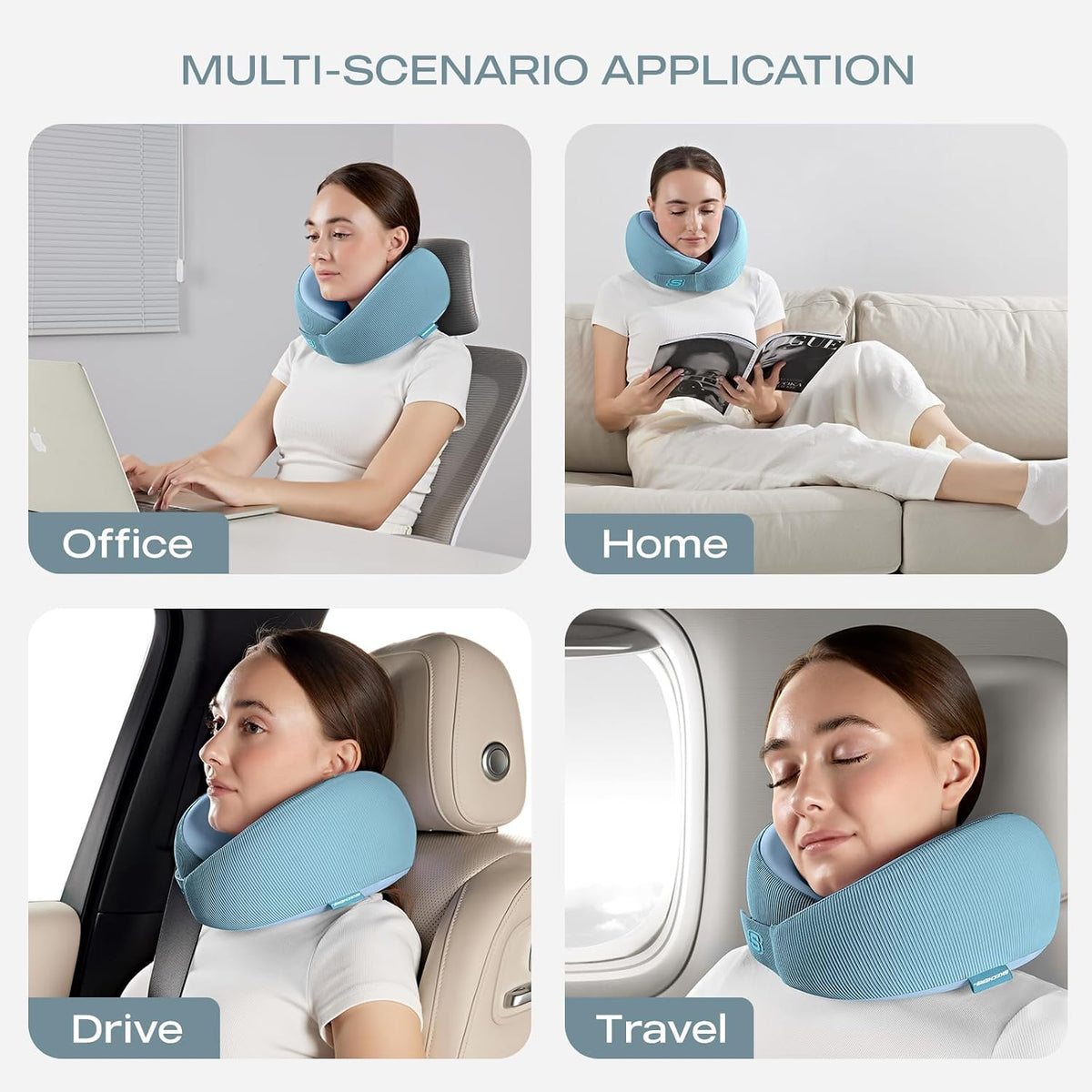 Memory Foam Neck Pillow, Comfortable & Breathable Travel Pillow,Neck Pillow Airplane for Travel, Car Rides, Home, and Office Use, Ergonomic Design for Men and Women,Purple