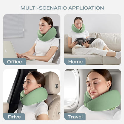Memory Foam Neck Pillow, Comfortable & Breathable Travel Pillow,Neck Pillow Airplane for Travel, Car Rides, Home, and Office Use, Ergonomic Design for Men and Women,Purple