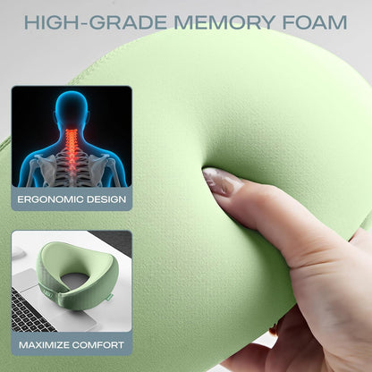 Memory Foam Neck Pillow, Comfortable & Breathable Travel Pillow,Neck Pillow Airplane for Travel, Car Rides, Home, and Office Use, Ergonomic Design for Men and Women,Purple