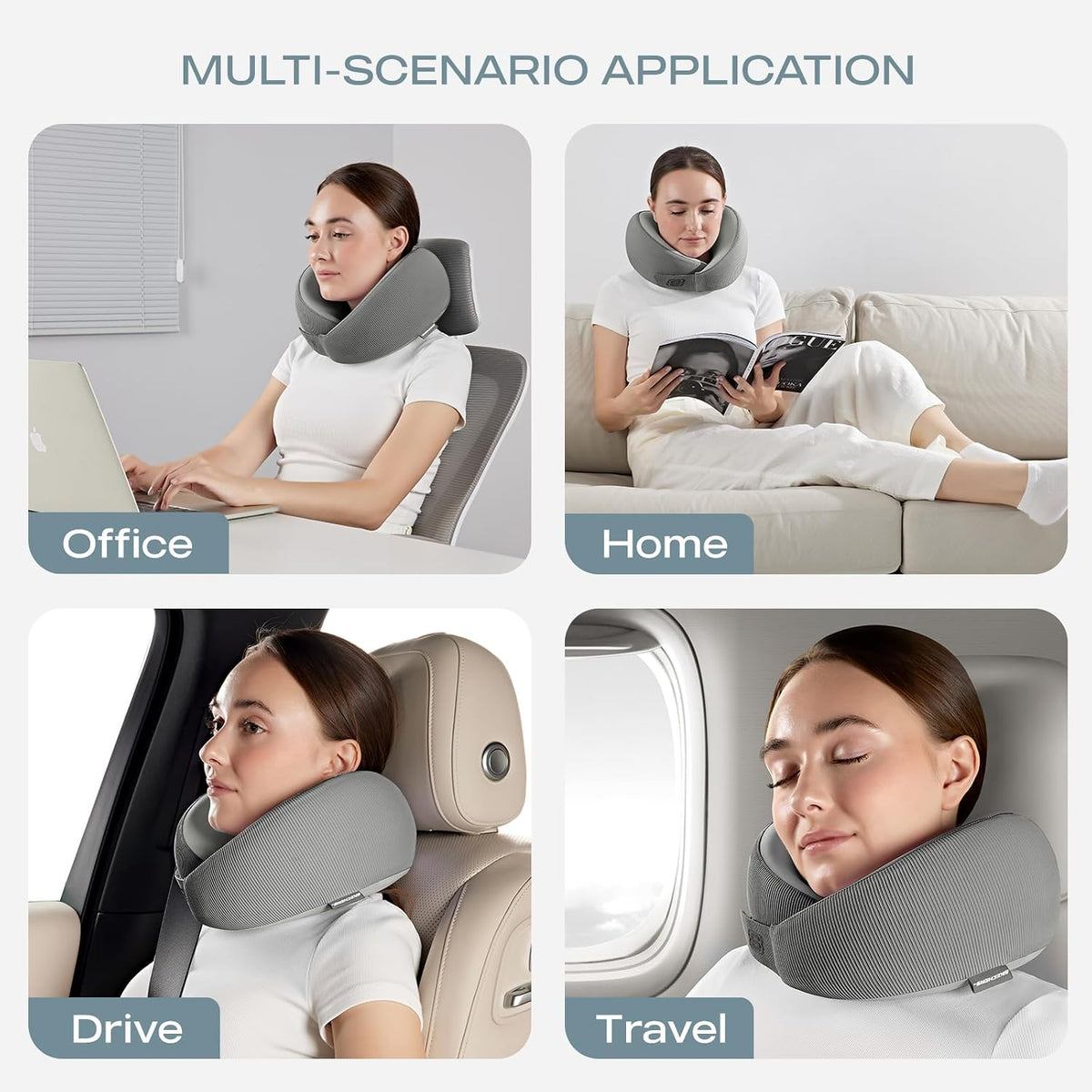 Memory Foam Neck Pillow, Comfortable & Breathable Travel Pillow,Neck Pillow Airplane for Travel, Car Rides, Home, and Office Use, Ergonomic Design for Men and Women,Purple