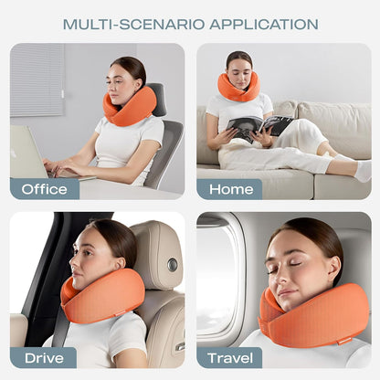 Memory Foam Neck Pillow, Comfortable & Breathable Travel Pillow,Neck Pillow Airplane for Travel, Car Rides, Home, and Office Use, Ergonomic Design for Men and Women,Purple