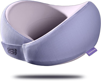 Memory Foam Neck Pillow, Comfortable & Breathable Travel Pillow,Neck Pillow Airplane for Travel, Car Rides, Home, and Office Use, Ergonomic Design for Men and Women,Purple
