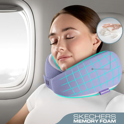 Memory Foam Neck Pillow, Comfortable & Breathable Travel Pillow,Neck Pillow Airplane for Travel, Car Rides, Home, and Office Use, Ergonomic Design for Men and Women,Purple