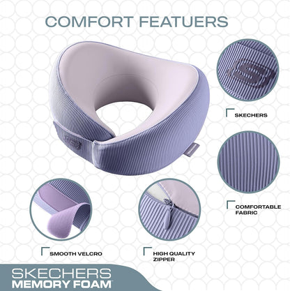 Memory Foam Neck Pillow, Comfortable & Breathable Travel Pillow,Neck Pillow Airplane for Travel, Car Rides, Home, and Office Use, Ergonomic Design for Men and Women,Purple