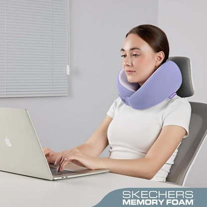 Memory Foam Neck Pillow, Comfortable & Breathable Travel Pillow,Neck Pillow Airplane for Travel, Car Rides, Home, and Office Use, Ergonomic Design for Men and Women,Purple