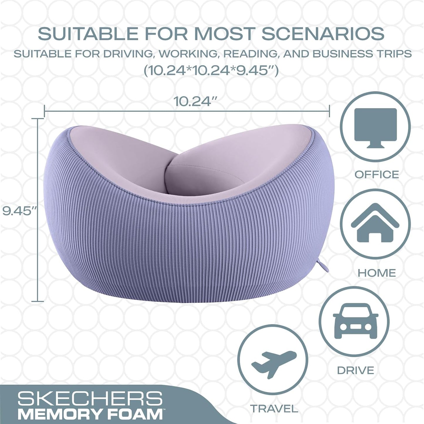 Memory Foam Neck Pillow, Comfortable & Breathable Travel Pillow,Neck Pillow Airplane for Travel, Car Rides, Home, and Office Use, Ergonomic Design for Men and Women,Purple