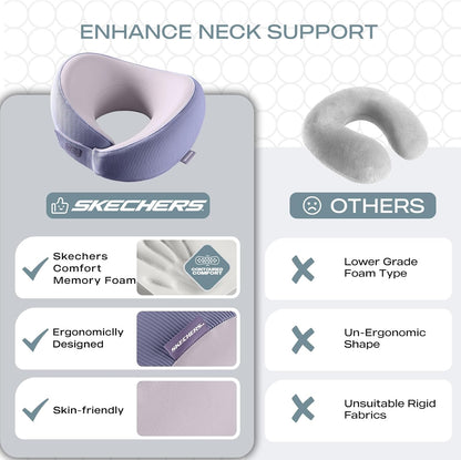 Memory Foam Neck Pillow, Comfortable & Breathable Travel Pillow,Neck Pillow Airplane for Travel, Car Rides, Home, and Office Use, Ergonomic Design for Men and Women,Purple