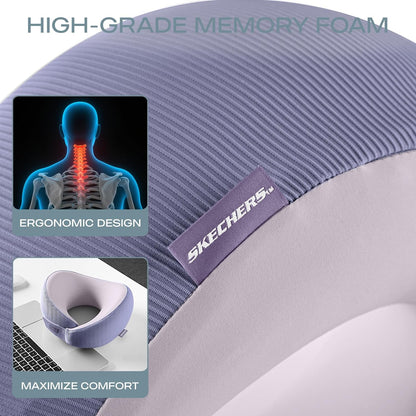 Memory Foam Neck Pillow, Comfortable & Breathable Travel Pillow,Neck Pillow Airplane for Travel, Car Rides, Home, and Office Use, Ergonomic Design for Men and Women,Purple