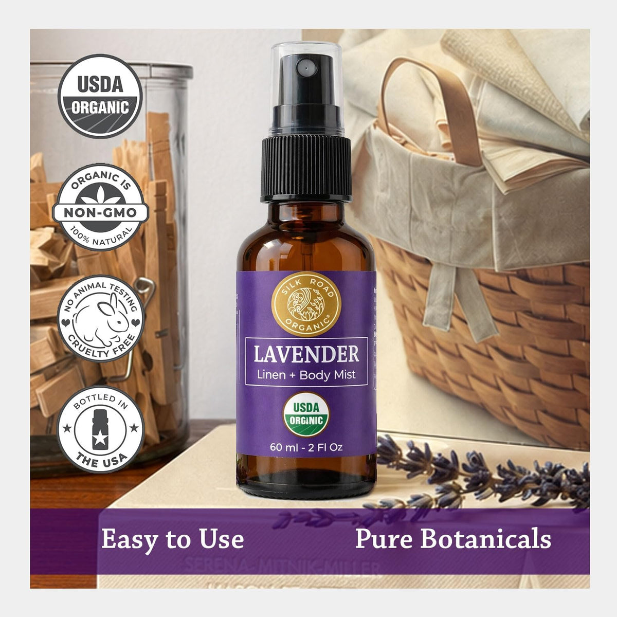 Lavender Essential Oil Calming Spray, USDA Certified