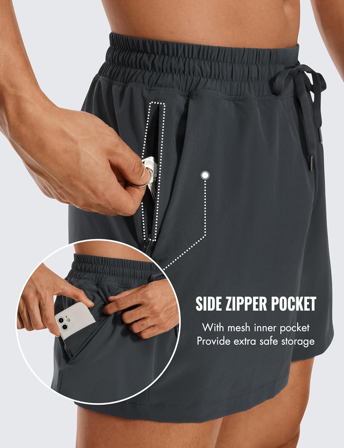 Linerless Workout Shorts 5'' | Lightweight, Quick Dry, Running, Pockets, for Men