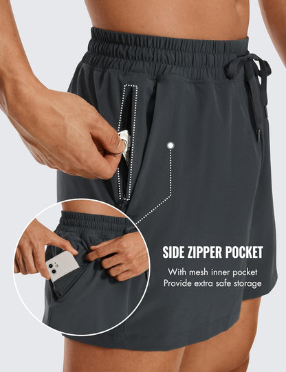 Linerless Workout Shorts 5'' | Lightweight, Quick Dry, Running, Pockets, for Men