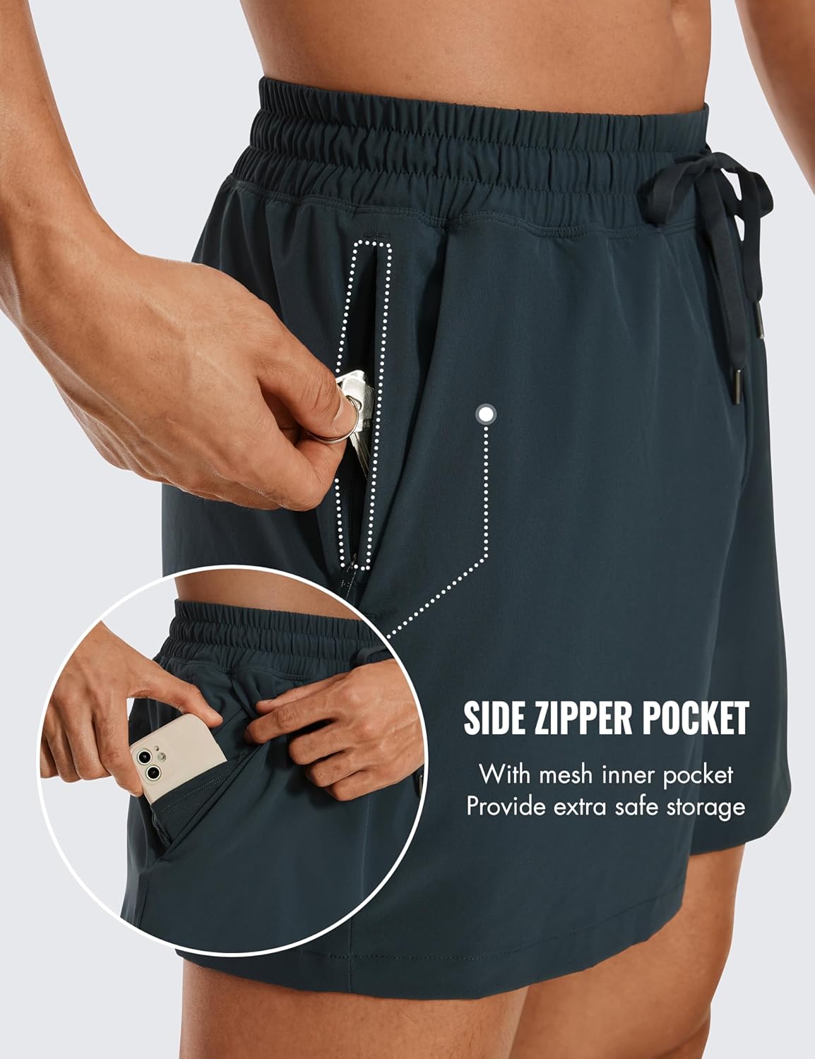 Linerless Workout Shorts 5'' | Lightweight, Quick Dry, Running, Pockets, for Men