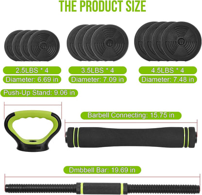 Adjustable Dumbbells, 44/66/88Lbs Free Weight Set with Connector, 4 In1 Weight Dumbbell Set Used As Kettlebells, Barbell, Push Up Stand, Fitness Exercise for Home Gym Suitable Men/Women