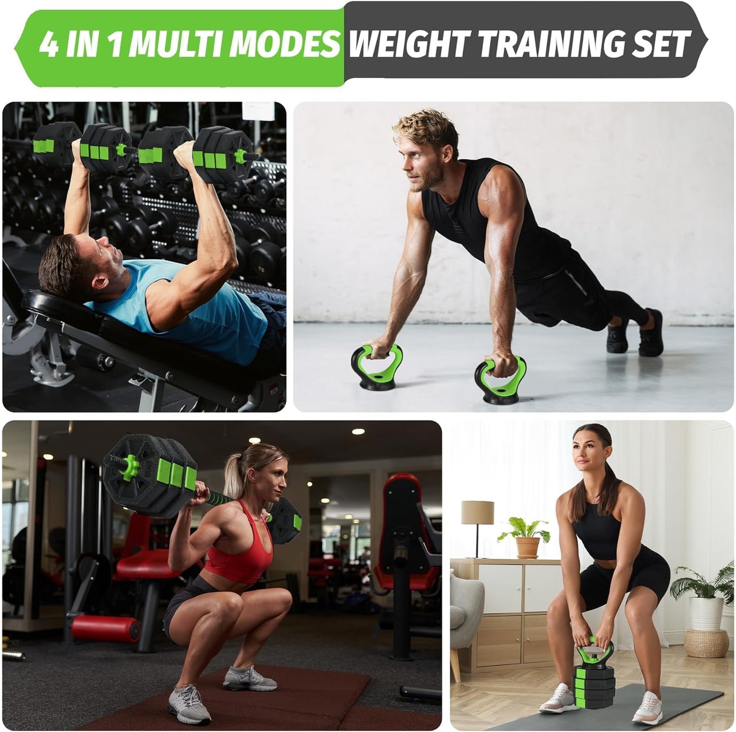 Adjustable Dumbbells, 44/66/88Lbs Free Weight Set with Connector, 4 In1 Weight Dumbbell Set Used As Kettlebells, Barbell, Push Up Stand, Fitness Exercise for Home Gym Suitable Men/Women