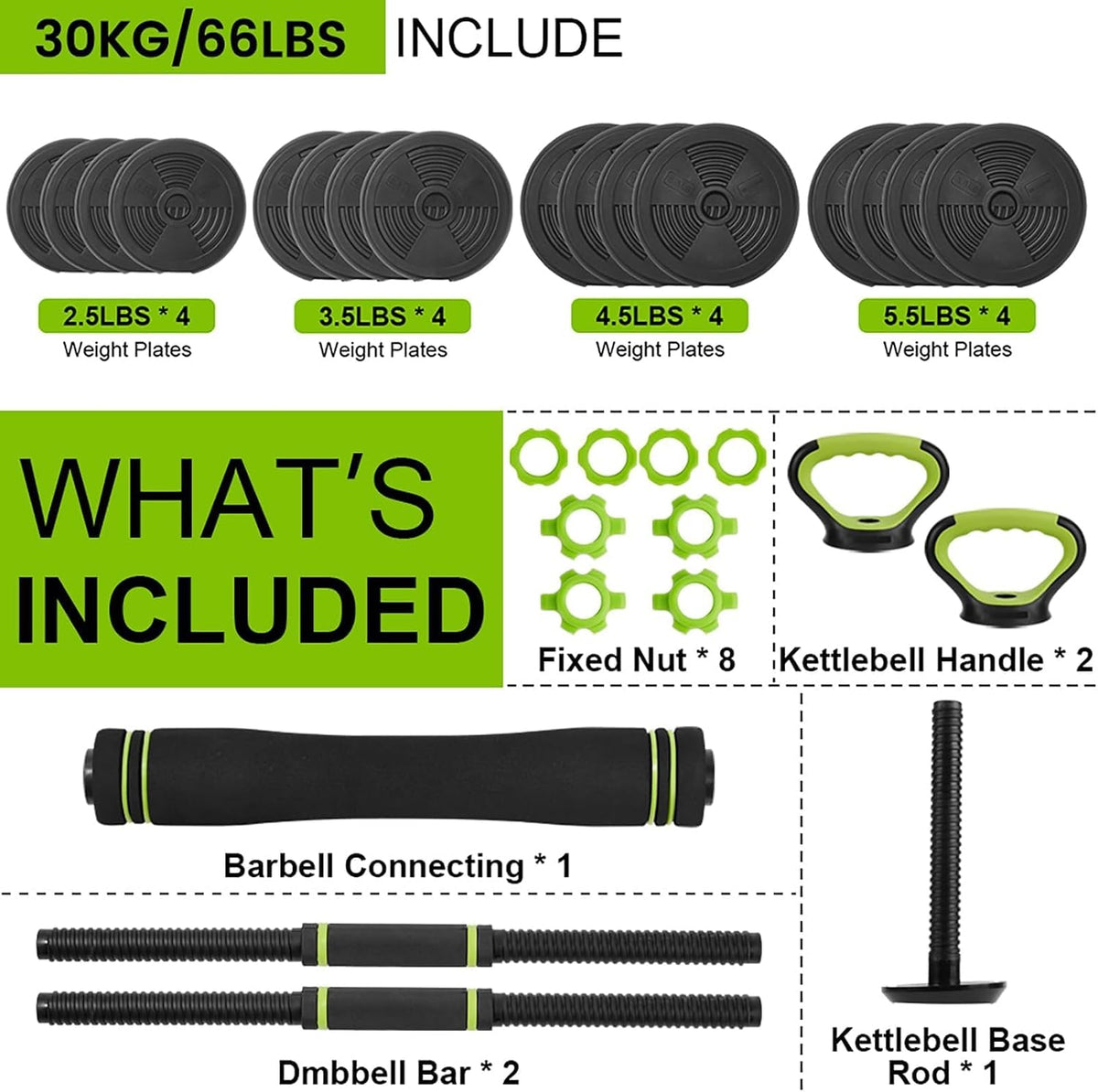 Adjustable Dumbbells, 44/66/88Lbs Free Weight Set with Connector, 4 In1 Weight Dumbbell Set Used As Kettlebells, Barbell, Push Up Stand, Fitness Exercise for Home Gym Suitable Men/Women