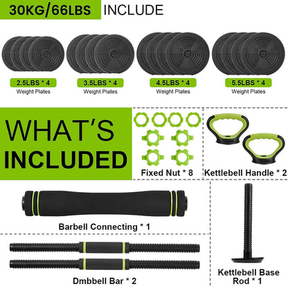 Adjustable Dumbbells, 44/66/88Lbs Free Weight Set with Connector, 4 In1 Weight Dumbbell Set Used As Kettlebells, Barbell, Push Up Stand, Fitness Exercise for Home Gym Suitable Men/Women