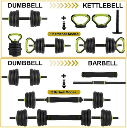 Adjustable Dumbbells, 44/66/88Lbs Free Weight Set with Connector, 4 In1 Weight Dumbbell Set Used As Kettlebells, Barbell, Push Up Stand, Fitness Exercise for Home Gym Suitable Men/Women