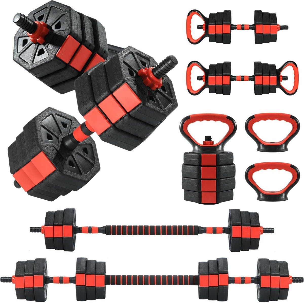 Adjustable Dumbbells, 44/66/88Lbs Free Weight Set with Connector, 4 In1 Weight Dumbbell Set Used As Kettlebells, Barbell, Push Up Stand, Fitness Exercise for Home Gym Suitable Men/Women
