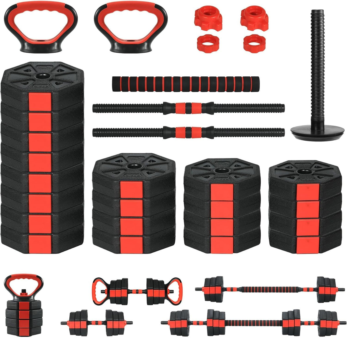 Adjustable Dumbbells, 44/66/88Lbs Free Weight Set with Connector, 4 In1 Weight Dumbbell Set Used As Kettlebells, Barbell, Push Up Stand, Fitness Exercise for Home Gym Suitable Men/Women