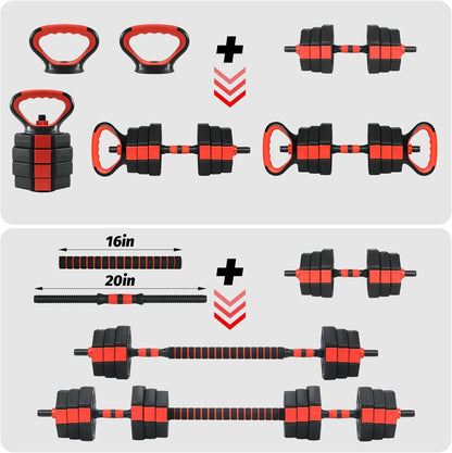 Adjustable Dumbbells, 44/66/88Lbs Free Weight Set with Connector, 4 In1 Weight Dumbbell Set Used As Kettlebells, Barbell, Push Up Stand, Fitness Exercise for Home Gym Suitable Men/Women