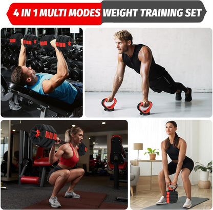 Adjustable Dumbbells, 44/66/88Lbs Free Weight Set with Connector, 4 In1 Weight Dumbbell Set Used As Kettlebells, Barbell, Push Up Stand, Fitness Exercise for Home Gym Suitable Men/Women