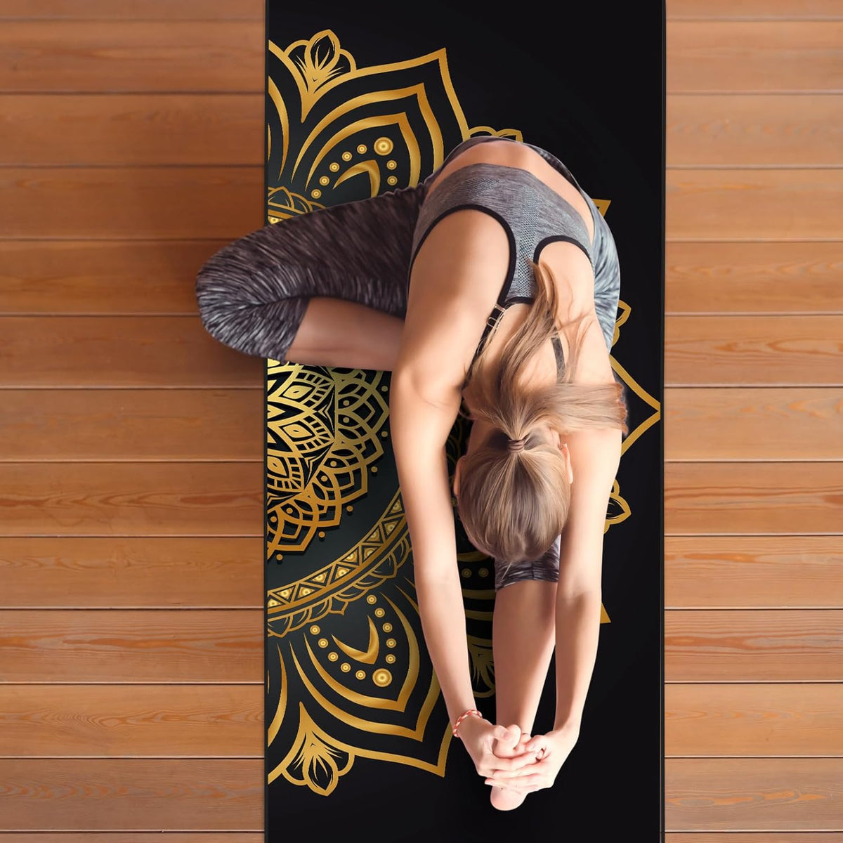 Yoga Towel with Corner Pockets, Non Slip Grip Dots Sweat Absorbent Hot Yoga Mat Towels, Soft Yoga Blankets with Travel Bag, Mat Cover for Workout, Gym, Fitness - 70"x26", Pink Mandala
