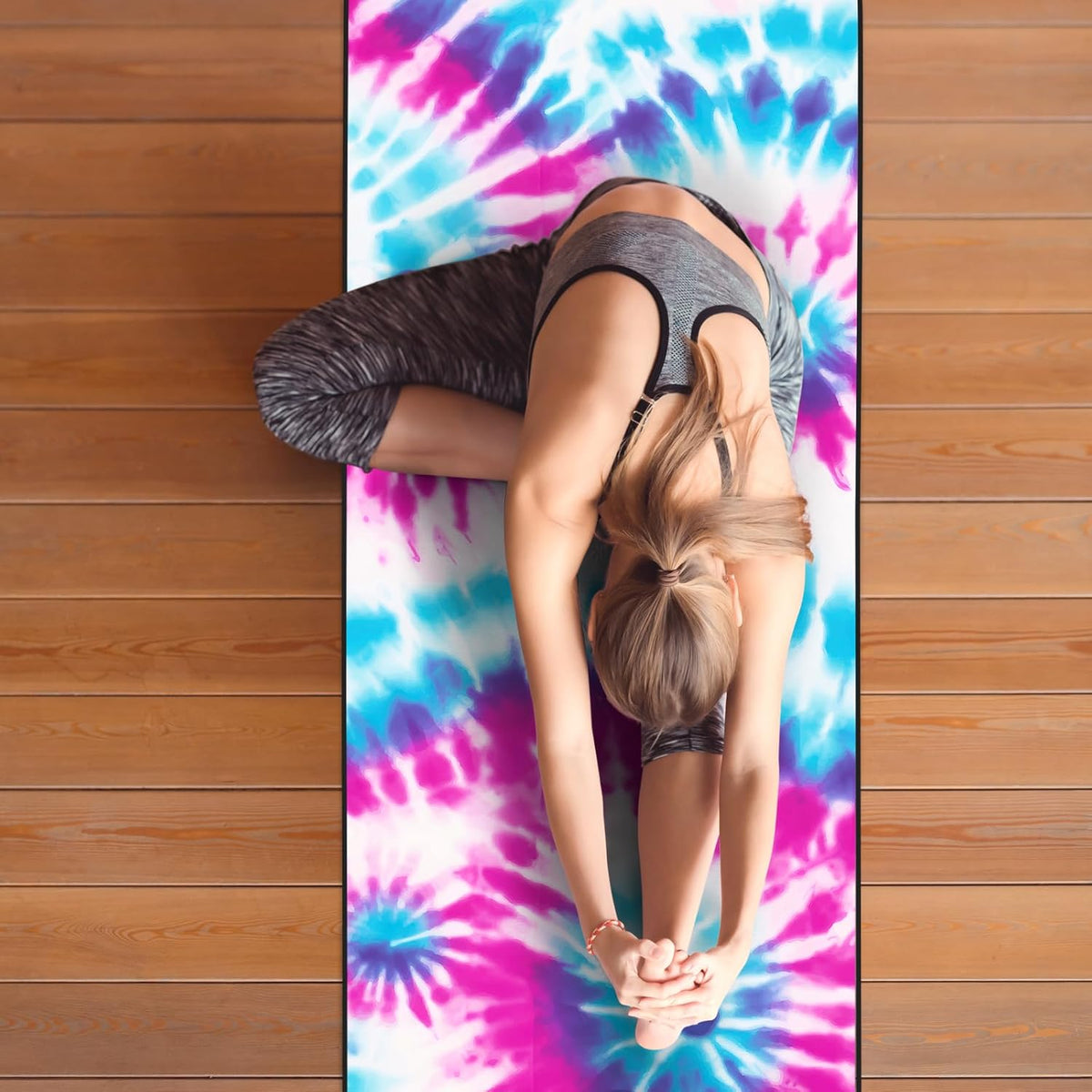 Yoga Towel with Corner Pockets, Non Slip Grip Dots Sweat Absorbent Hot Yoga Mat Towels, Soft Yoga Blankets with Travel Bag, Mat Cover for Workout, Gym, Fitness - 70"x26", Pink Mandala
