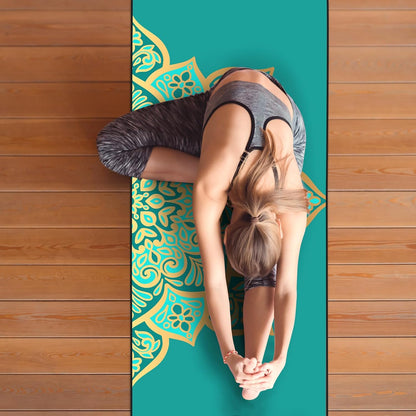 Yoga Towel with Corner Pockets, Non Slip Grip Dots Sweat Absorbent Hot Yoga Mat Towels, Soft Yoga Blankets with Travel Bag, Mat Cover for Workout, Gym, Fitness - 70"x26", Pink Mandala