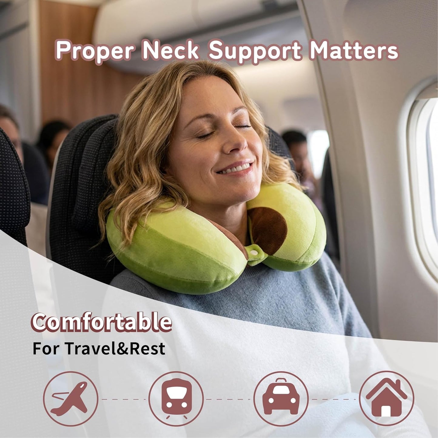 Cooling Travel Neck Pillow, Cool to Touch Memory Foam, Grey