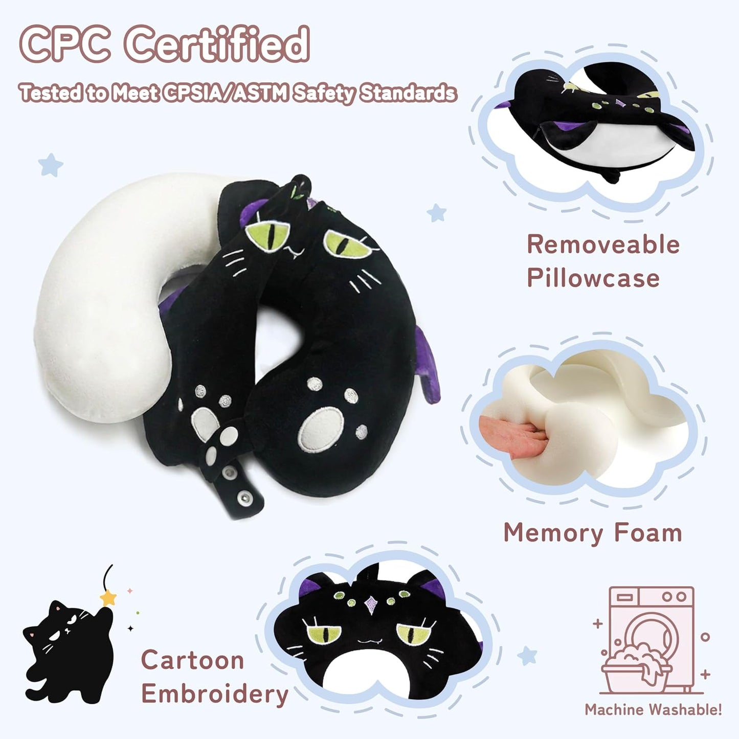 Cooling Travel Neck Pillow, Cool to Touch Memory Foam, Grey