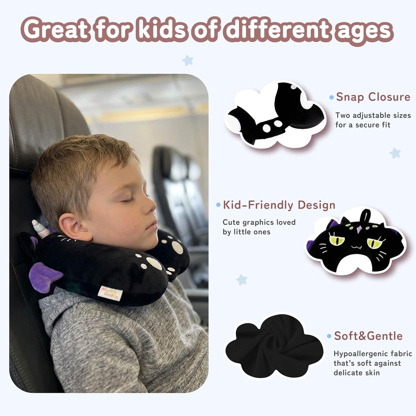 Cooling Travel Neck Pillow, Cool to Touch Memory Foam, Grey