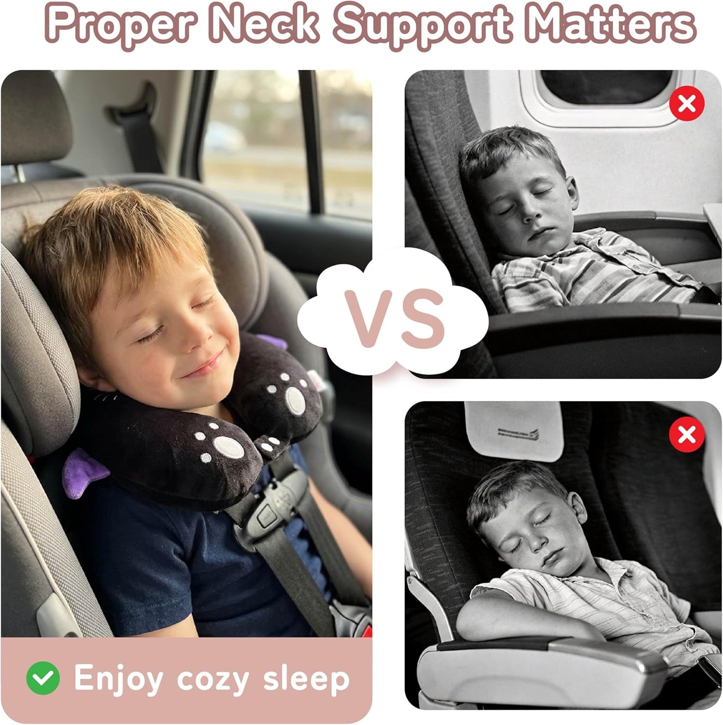 Cooling Travel Neck Pillow, Cool to Touch Memory Foam, Grey