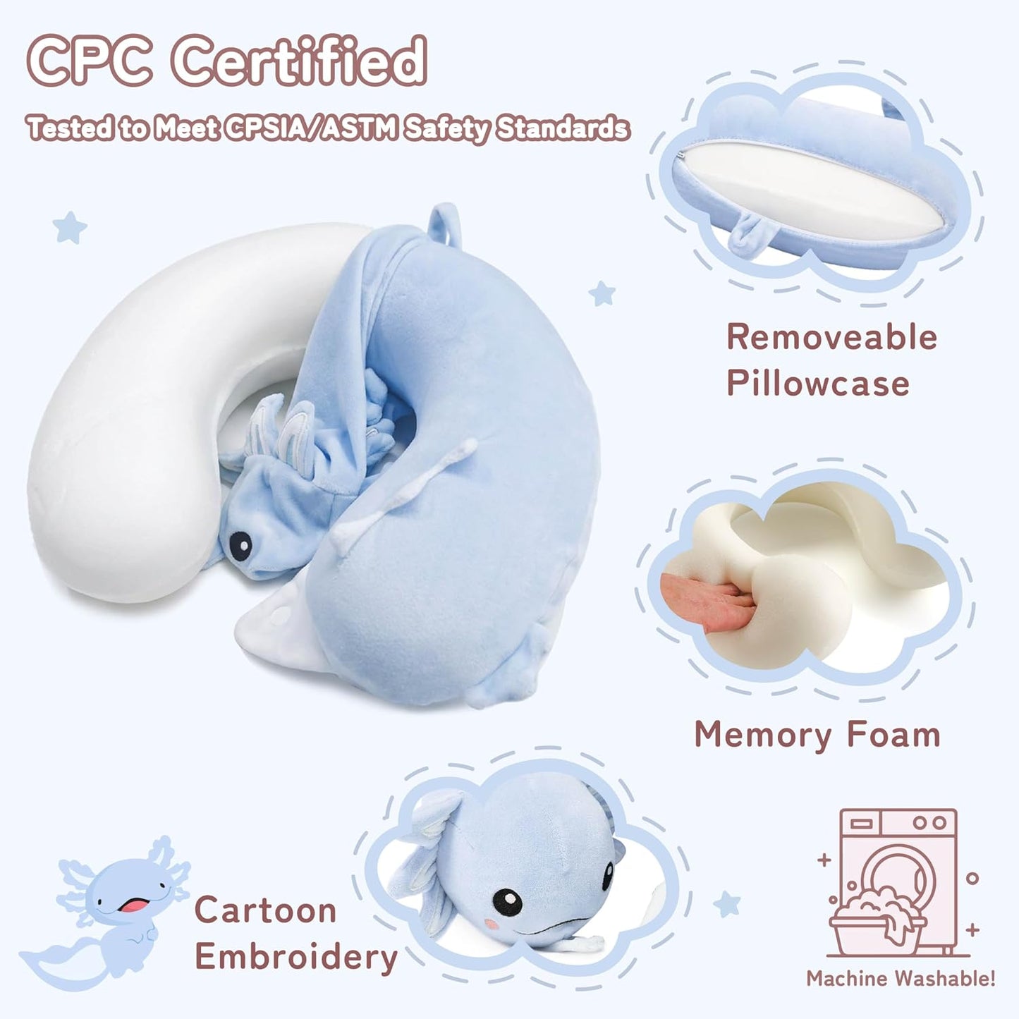 Cooling Travel Neck Pillow, Cool to Touch Memory Foam, Grey