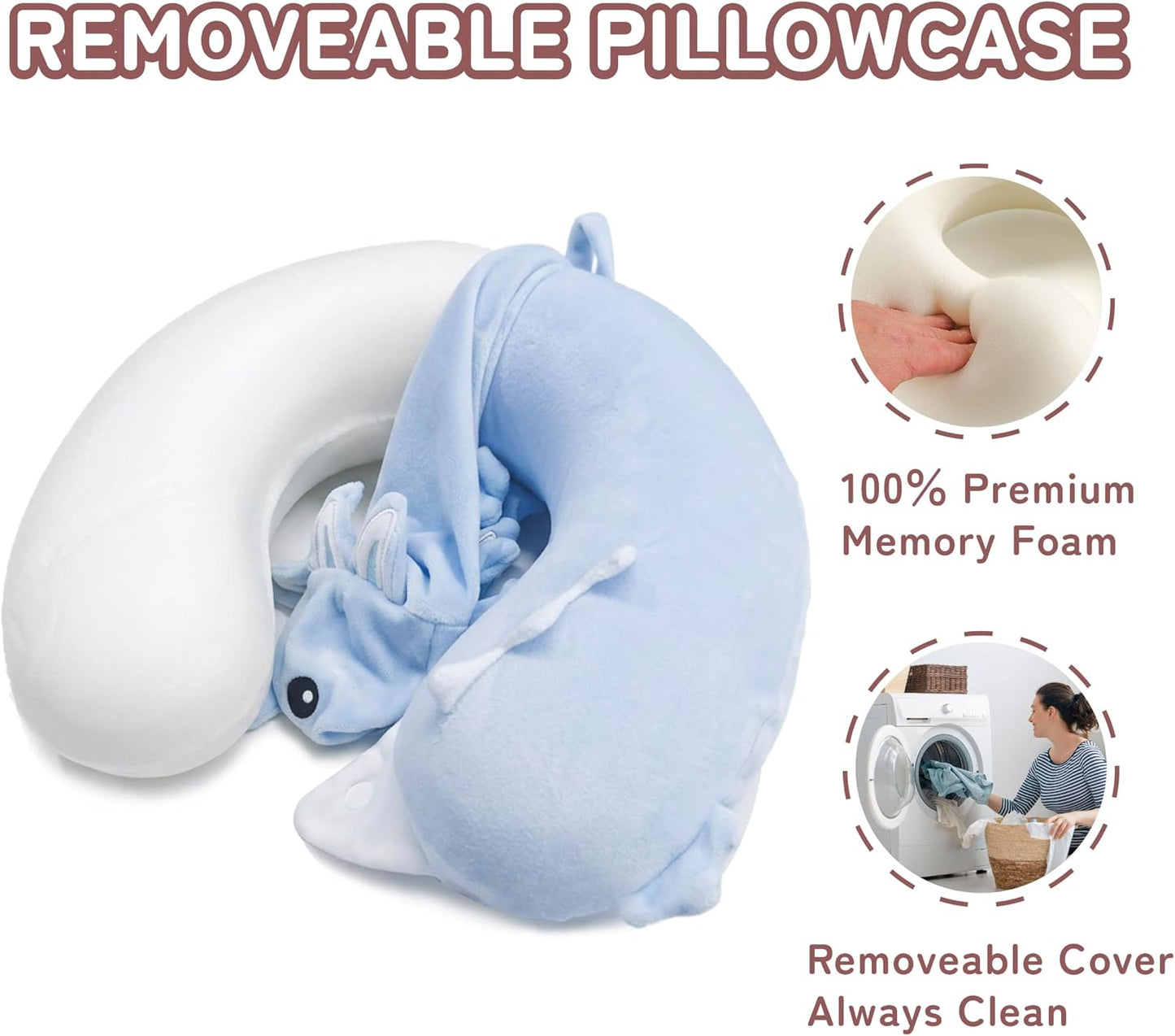 Cooling Travel Neck Pillow, Cool to Touch Memory Foam, Grey