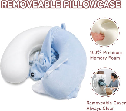 Cooling Travel Neck Pillow, Cool to Touch Memory Foam, Grey