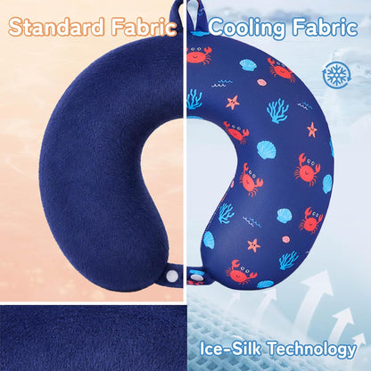 Cooling Travel Neck Pillow, Cool to Touch Memory Foam, Grey