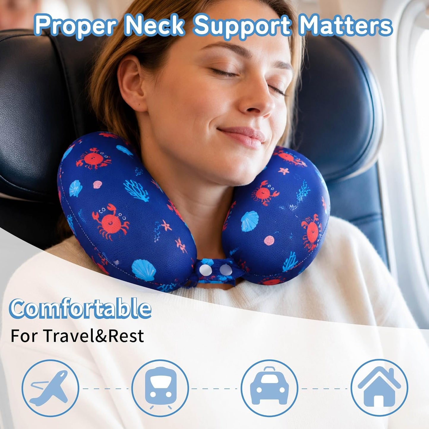 Cooling Travel Neck Pillow, Cool to Touch Memory Foam, Grey