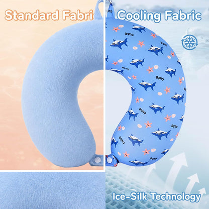 Cooling Travel Neck Pillow, Cool to Touch Memory Foam, Grey