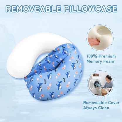 Cooling Travel Neck Pillow, Cool to Touch Memory Foam, Grey