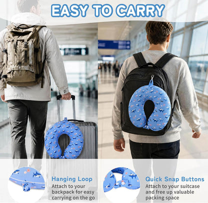 Cooling Travel Neck Pillow, Cool to Touch Memory Foam, Grey