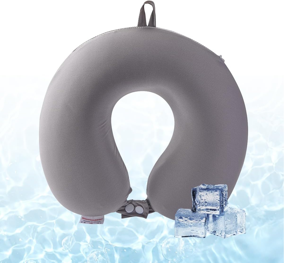 Cooling Travel Neck Pillow, Cool to Touch Memory Foam, Grey