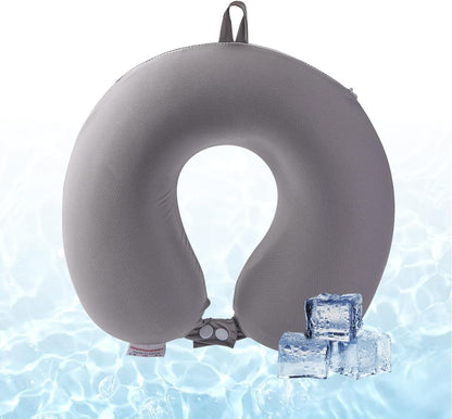 Cooling Travel Neck Pillow, Cool to Touch Memory Foam, Grey
