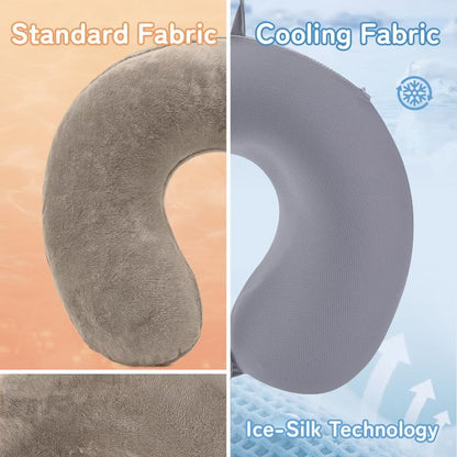 Cooling Travel Neck Pillow, Cool to Touch Memory Foam, Grey