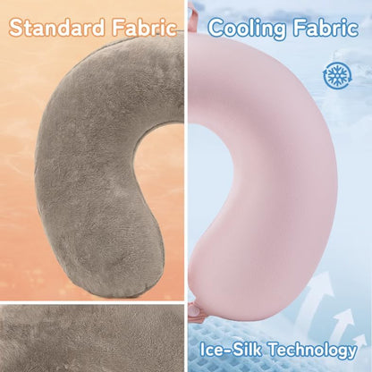 Cooling Travel Neck Pillow, Cool to Touch Memory Foam, Grey