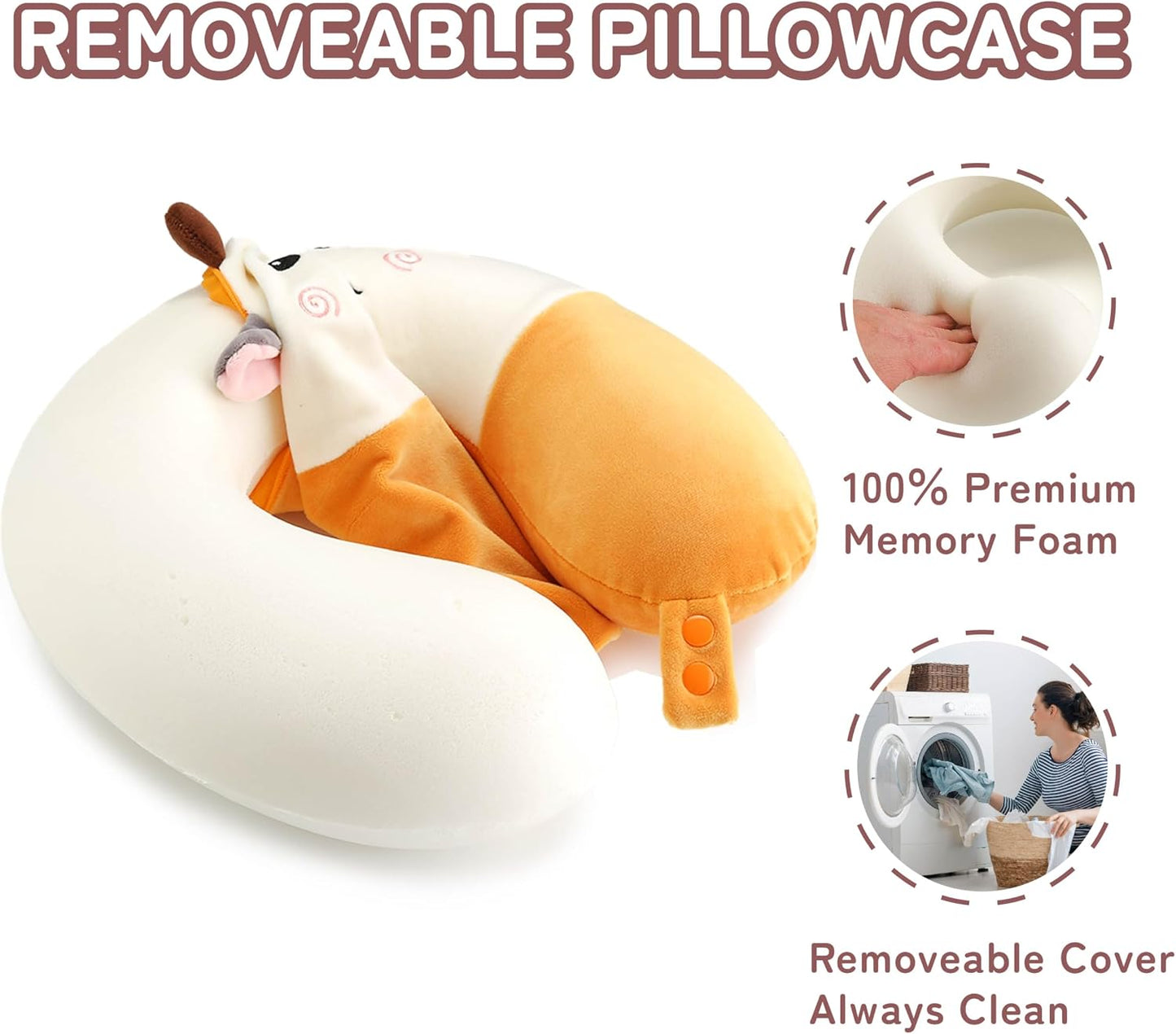 Cooling Travel Neck Pillow, Cool to Touch Memory Foam, Grey