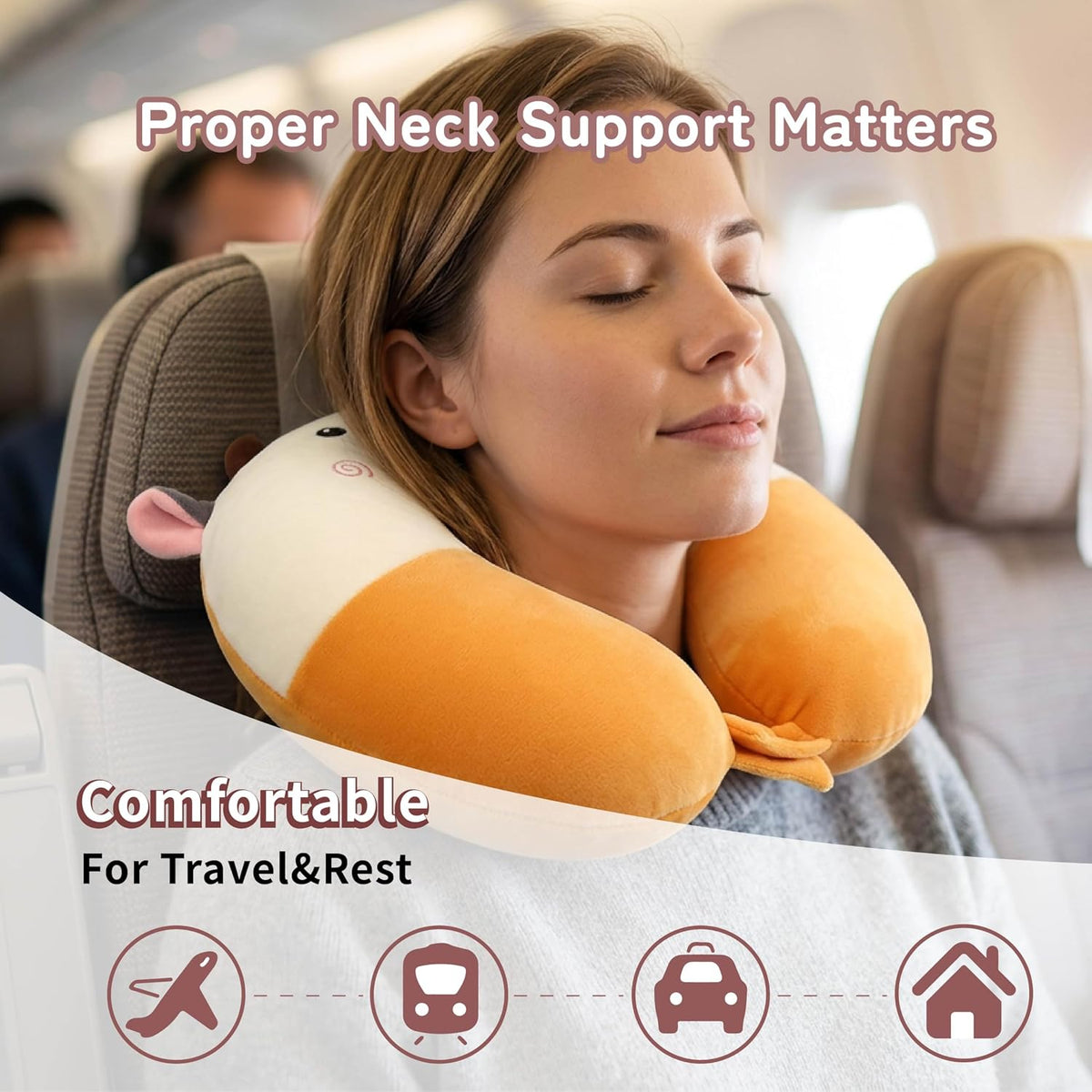 Cooling Travel Neck Pillow, Cool to Touch Memory Foam, Grey